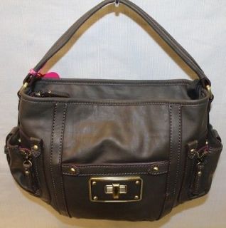FORNARINA Jem Gray/Gold Buckle Detailed Small Hobo Handbag Bag NWT