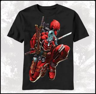 New Deadpool aim gun sword weapon Marvel Comics Men Adult T shirt top