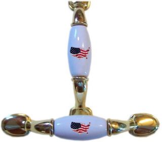 US Flag MAP Cabinet DRAWER PULL Handle Chrome or Brass