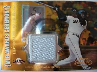 2002 TOPPS GOLD LABEL BARRY BONDS GAME USED JERSEY !! BOX # 3