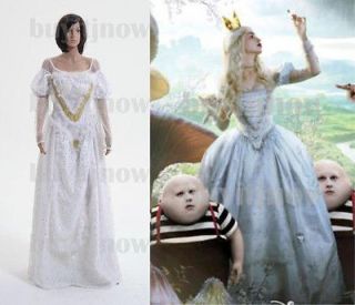 Tim Burtons Alice In Wonderland White Queen Dress Costume *Custom