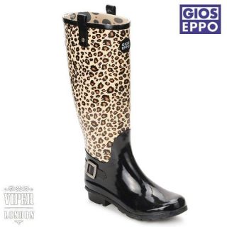 Gios Eppo Natural Rubber Leopard Wellies/Wellin gton With Pull On