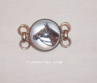 Vintage Signed Amco Horse Brooch Pin 1/20 12K Gold Filled Curved Glass