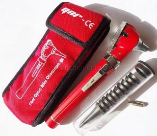 Red Mini Pocket Otoscope Fibre Optic+Bulb  YNR  FREE REC POST UK 0161