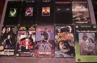 of 10 HORROR VHS Tapes   Anaconda Alien Evil Dead Amityville Horror