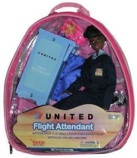 Doll United Airlines African American w/ Backpack & Accessories