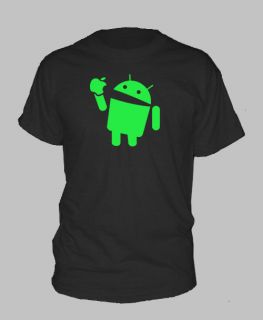 ANDROID eats APPLE ~ T SHIRT ios funny smartphone ALL SIZES AND