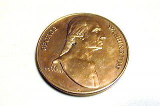 Vintage George Washington   Mt. Vernon Bronze Coin with Houdon Head