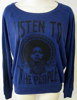 TO THE PEOPLE WOMENS OFF THE SHOULDER SWEATER ANGELA DAVIS NEW BLU S