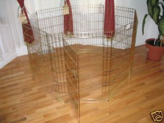Gold Zinc 24 Exercise Pen Dog Crate Cage with 8 FREE Ground Anchors