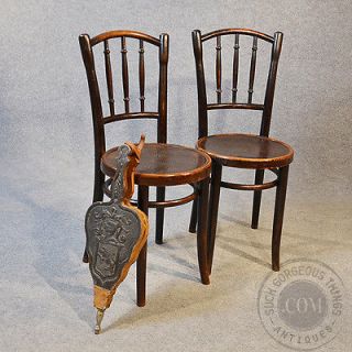Art Deco Thonet Bentwood Pair of Kitchen Dining Cafe Chairs Embossed