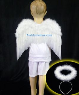 Childrens feather angel wings & marabou headband halo angel bird