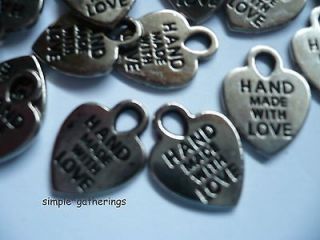 70 Hand Made With Love Charms, Nickel Silver, Crafts, Scrapbooking