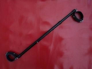 FULLY ADJUSTABLE BLACK LEG SPREADER BAR ankle real leather hand cuffs