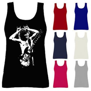 Womens Angus Young ACDC Classic Rock Icon Vest Tank Top NEW UK 8 18