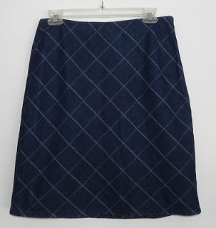 Ann Taylor Jeans Sz 8 Plaid A Line Denim Skirt Cotton #UGD2