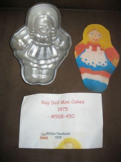Vintage Wilton RAG DOLL MINI Cake Pan with Instructions from 1975