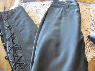 HARLEY DAVIDSON LEATHER and SPANDEX PANTS Lace Ankles Riding SIZE 8