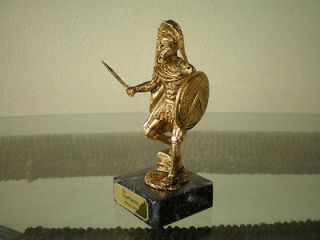 Ancient Greek warrior marble based statue with sword and shield