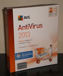 NEW AVG Antivirus 2013 & AVG PC Tuneup 3 PCs 1 Year w/ Lojack 6 Months