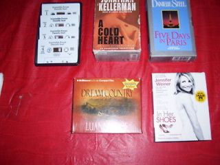 Lot of 5 Various Audio Books On Cassettes and CDS