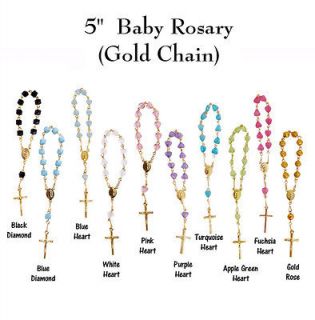 Pocket Travel Mini Baby Rosary   Gold Chain   12 rosaries