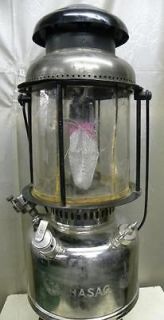 ANTIQUE German KEROSENE LANTERN gas LAMP Hasag #251 A SIGNED BOTTOM
