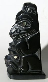 Authentic Haida Argillite Totem Signed