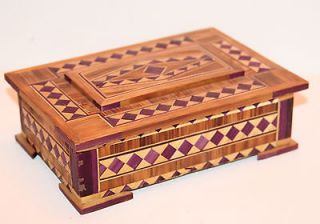 Vintage Decorative Wooden Jewelry Trinket Storage Box Handmade in