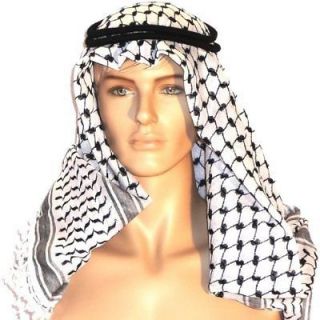 AUTHENTIC Arafat Arab Kafiya keffiyeh Black White INCLUDES Agal head