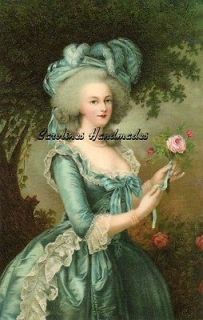 Marie Antoinette Teal Reproduction Fabric Print MULTI Size Applique
