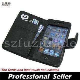 Wallet Leather Clip Pouch Case Cover for Apple iPod Touch 4 4G iTouch4