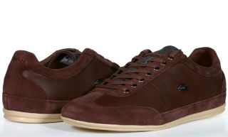 Lacoste Shoes Mens Lace Up Sneakers Misano 19 Brown Leather Suede NEW