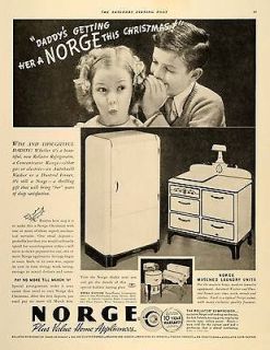 1936 Ad Norge Home Appliances Concentrator Range Fridge   ORIGINAL