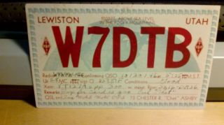 amateur ham radio QSL postcard Ashby family 1946 Lewiston UT Utah
