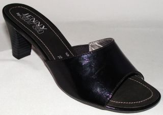Ara Jenny Rio Black Leather High Heels Slides Sandals 6 8 8.5 10 10.5