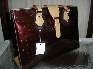 Arcadia Italian Designer Vernis Patent Leather Tote Bag Embossed NWT
