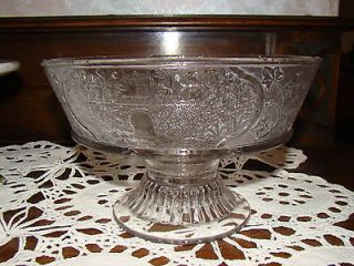 VTG Canadian Glass Railroad Paneled Glass Footed Compote early 1900s