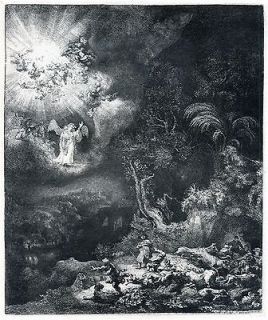 Rembrandt Etchings The Angel Appearing to the Shepherds   Fine Art