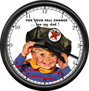 Service Station Attendant Hat Retro Vintage Boy Pump Sign Wall Clock