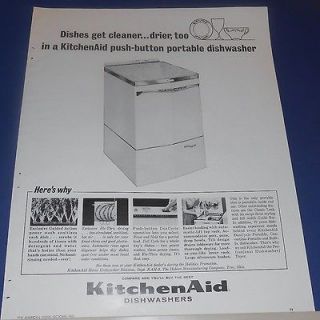 1963 KitchenAid Dishwasher push button portable Ad
