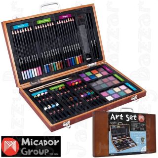 Micador Art Darwing + Painting Set Water colour Coloured Pencils Oil