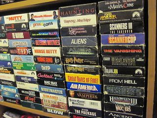 VHS LOT OF 100 SCARY/ACTION//​ROMANCE/ MOVIES   ALL GREAT TITLES