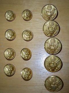 US Military Brass Blazer Buttons   Waterbury Button Co.   5 Large, 8