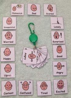 AUTISM/SPECIAL NEEDS/ASPERGER S~ EMOTIONS PECS KEYRING OR FLASH CARDS
