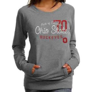 Ohio State Buckeyes Ladies Ash Scoop Neck Fleece Sweatshirt