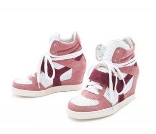 ASH COOL Rose Pink Womens High Top Ankle Wedge Heels Sneaker Boots