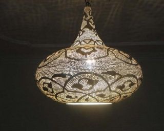 Handcrafted Moroccan Silver Plated Brass Lighting   Hanging Lamp