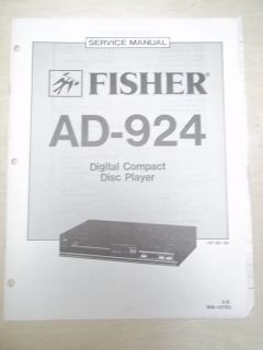 Fisher Service/Repair Manual~AD 924/ 857/867 CD Player