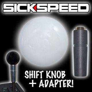 WHITE PEARL SHIFT KNOB & ADAPTER FOR AUTO/AUTOMATIC GEAR SHIFTER LEVER